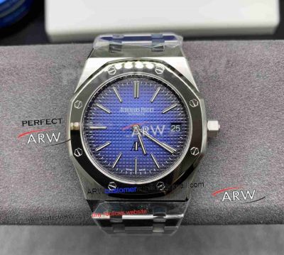 Swiss Replica ZF Audemars Piguet Royal Oak Extra-Thin Titanium Case Smoked Blue Face Watch